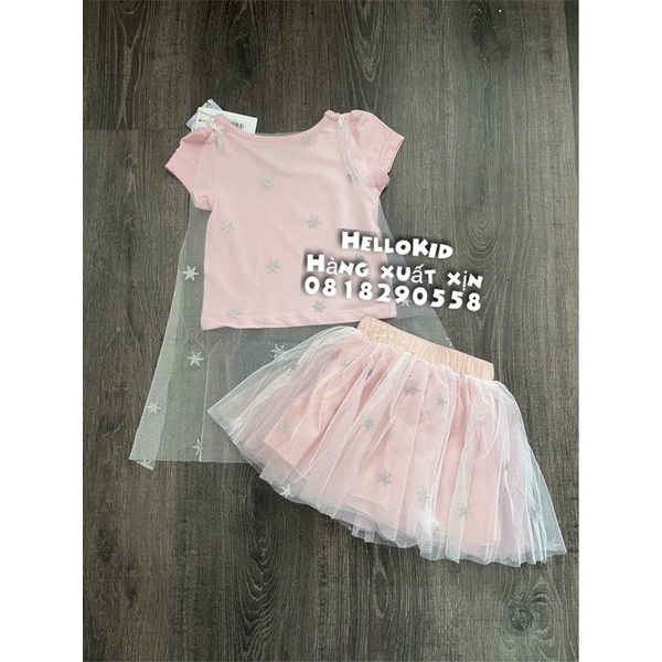 B207 - Bộ elsa hồng chân váy tutu bé gái