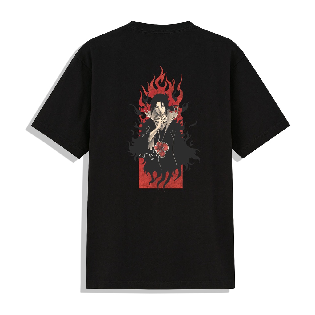Áo Thun Unisex Tay Lỡ Form Rộng Hình Nhân Vật Uchiha Itachi Anime Naruto In 2 Mặt Trắng Đen