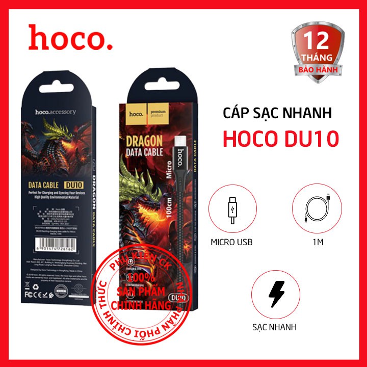 Cáp sạc nhanh Hoco DU10 Micro Usb 3.0A dài 1m-Dành cho điện thoại Android