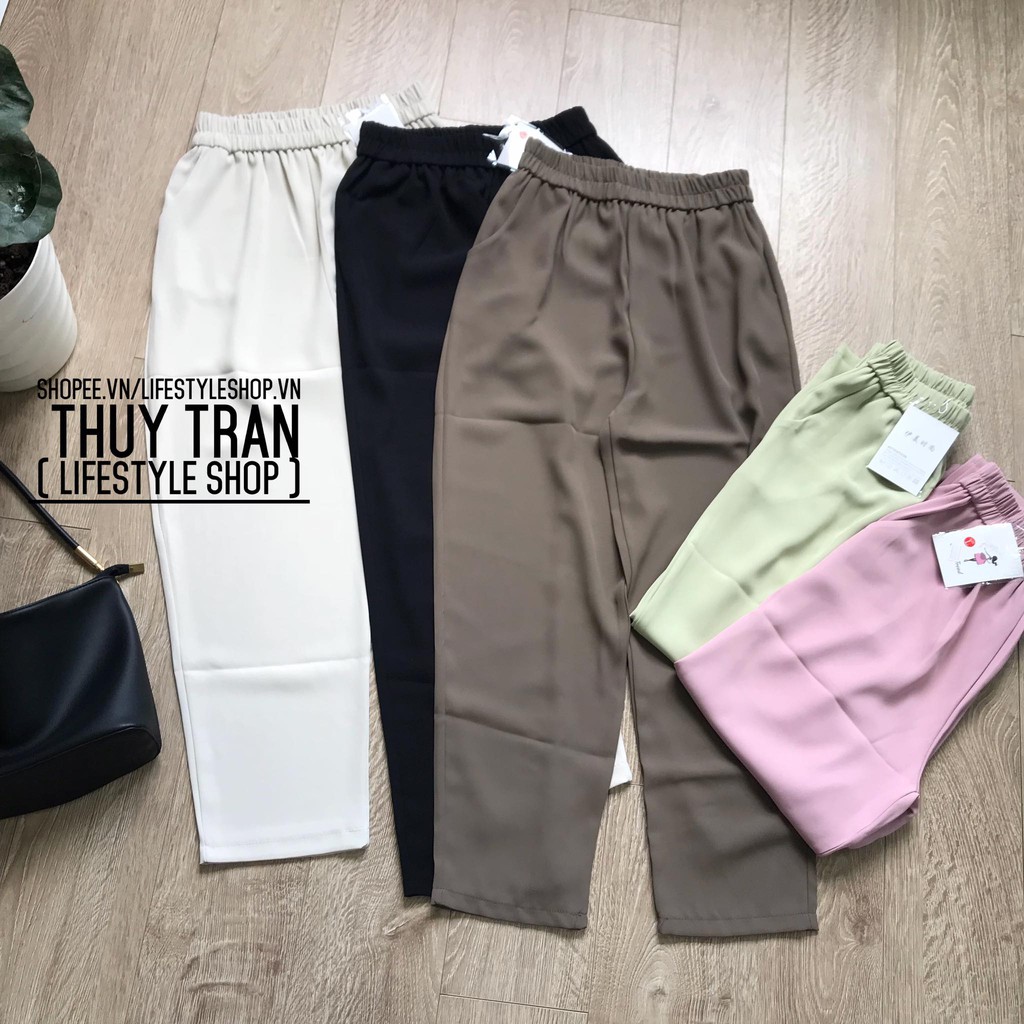 Sale off Quần baggy dáng lửng trơn Size M L ẢNH CHỤP THẬT hàng quảng châu