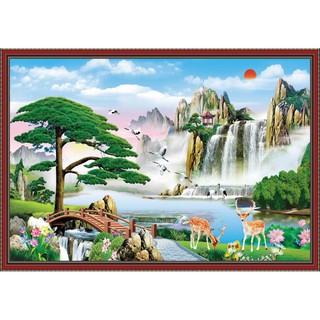 Tranh dán tường bát hạc quy viên LunaTM-0170K kích thước 200x100cm chất liệu giấy Kim Sa Cao Cấp