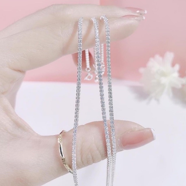 Lắc tay full dải đá bạc nhỏ xinh lấp lánh, bền đẹp chất lượng Mainomi Shop Bạc Xinh