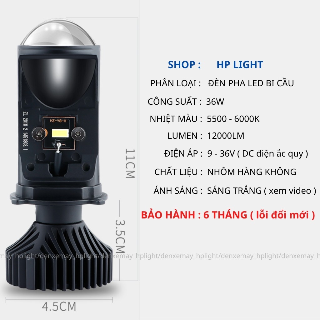 Đèn led bi cầu mini RTD M01B chân h4 lắp ôtô xe máy siêu sáng 37w HPLIGHT m01b37w