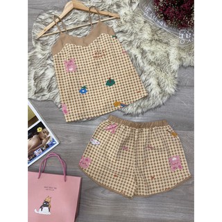 Đồ bộ đùi 2 dây vải lụa mặc nhà vải mịn mát