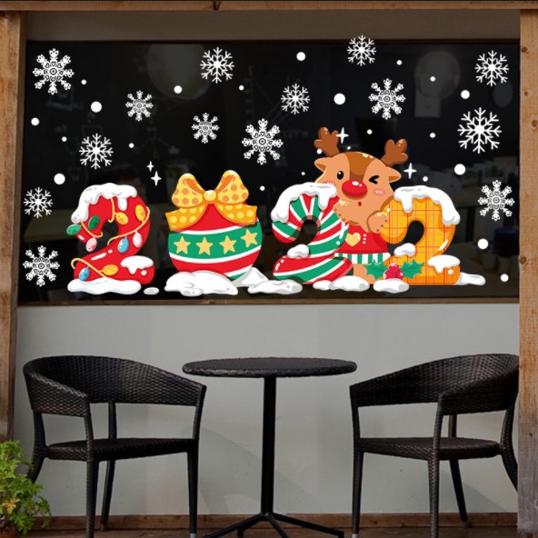 Decal dán tường Noel Hít Tĩnh Điện không Dơ Kính -