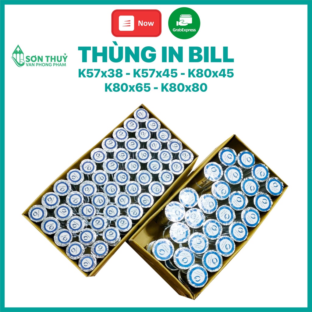 THÙNG Giấy in Bill K80x45, K80x60, K80x65, K57, K58, Giấy in Hóa Đơn 80mm, 57mm, Giấy in Nhiệt 80mm