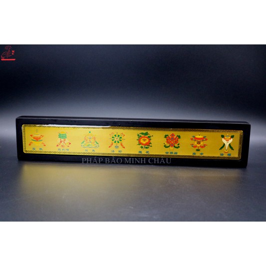 [PHÁP BẢO MINH CHÂU] BIỂN BÀY BÀN GỖ 32 x 6 (8 CÁT TƯỜNG - CHỮ PHẬT)