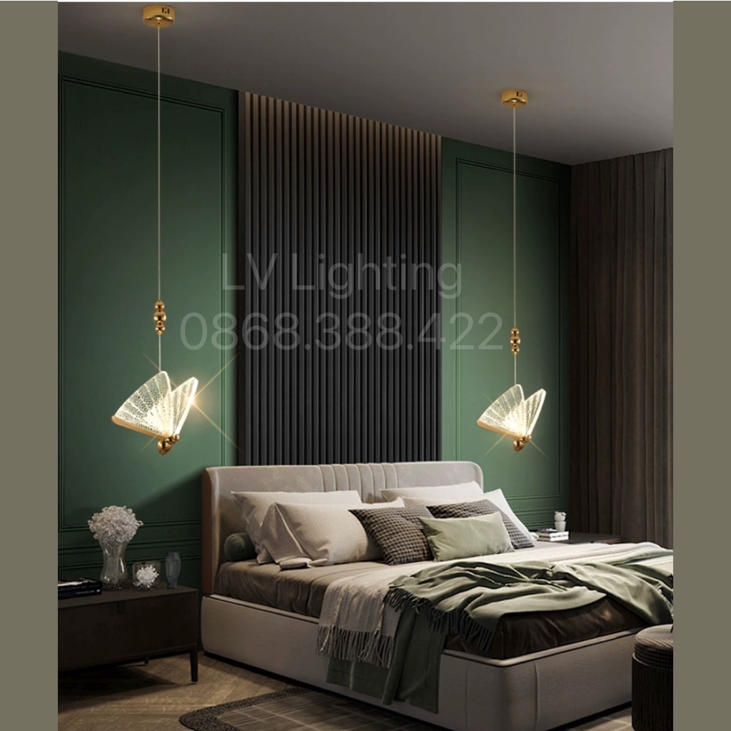 Đèn Thả Bàn Ăn - Đèn Thả Con Bướm Loại 1 Sơn Màu Cánh Cầu Vồng - Full Box