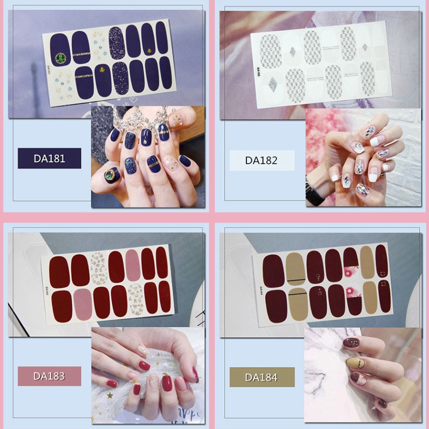 DVE Set 14 miếng nhãn dán trang hoàng móng nghệ thuật chống thấm nước (DA181-DA200) 8