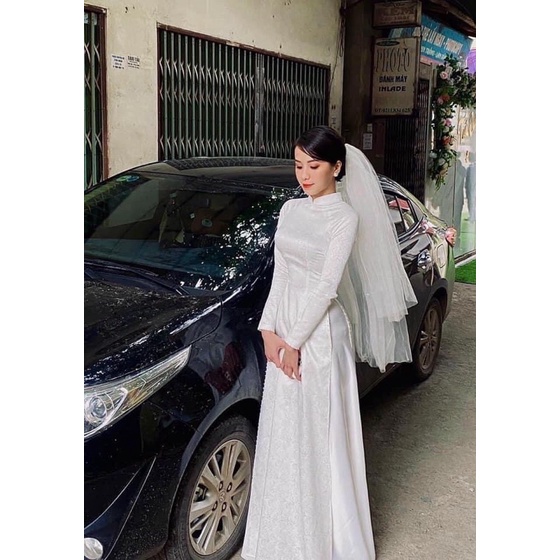 Áo dài cô dâu màu trắng nhẹ nhàng ÁO DÀI BÍCH THÊU BT006