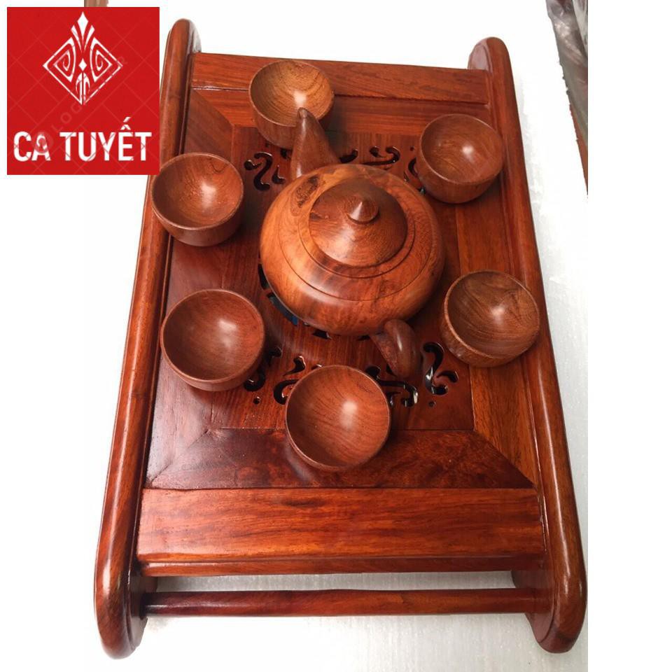 Khay Gỗ Hương Để Ấm Chén Cao Cấp 35cmx45cmxcao 13cm