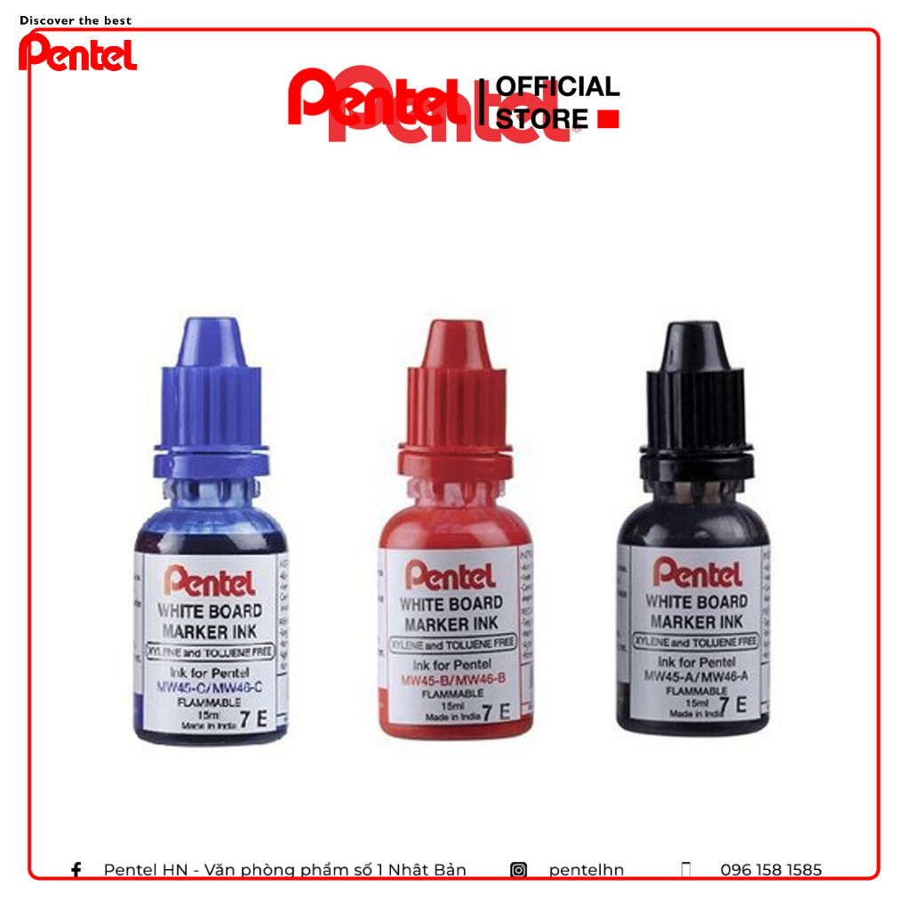 Mực Dạ Bảng Pentel MWR401| Refil Bút Dạ Bảng MW45 | Không Chứa Cồn | Chứng Nhận RoHS Về Chất Lượng Sản Phẩm