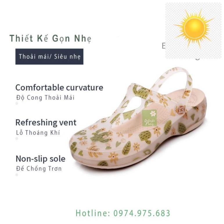 Dép Đi Mưa, Đi Biển. Giày Y Tá, Bác Sĩ, Y Tế, Đi Trong Bệnh Viện - Mã VB3 Họa Tiết Xương Rồng -