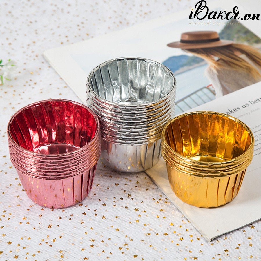 Cup giấy mufin viền nhũ size lớn 6.5x3.5cm