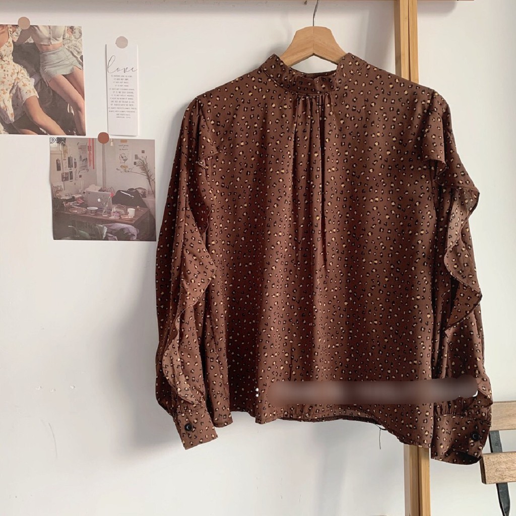 Áo sơ mi hoạ tiết da báo tay bèo A1699 SUSTORE