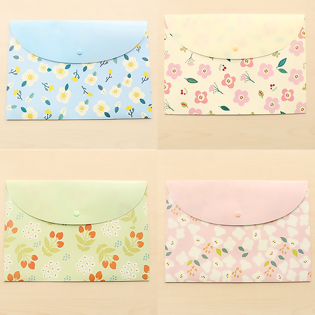 Floral Rabbit Patterns A4 PVC Waterproof File Envelope Storage Bags Organizer School Supplies