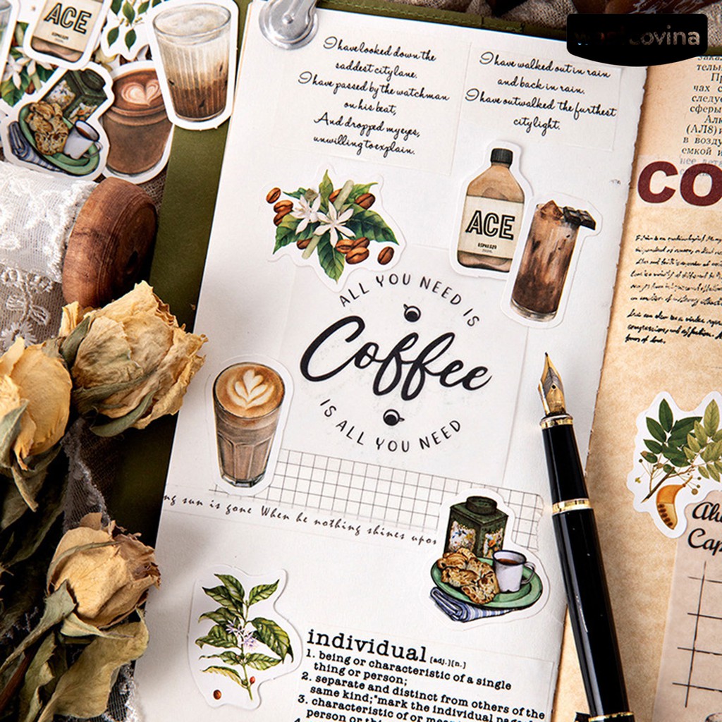 Set 46 miếng dán trang trí tập ảnh/nhật ký tự dính DIY