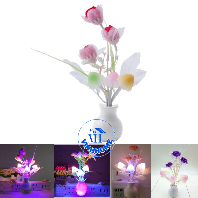 Đèn Ngủ Cảm Ứng Ánh Sáng Hình Bình Hoa