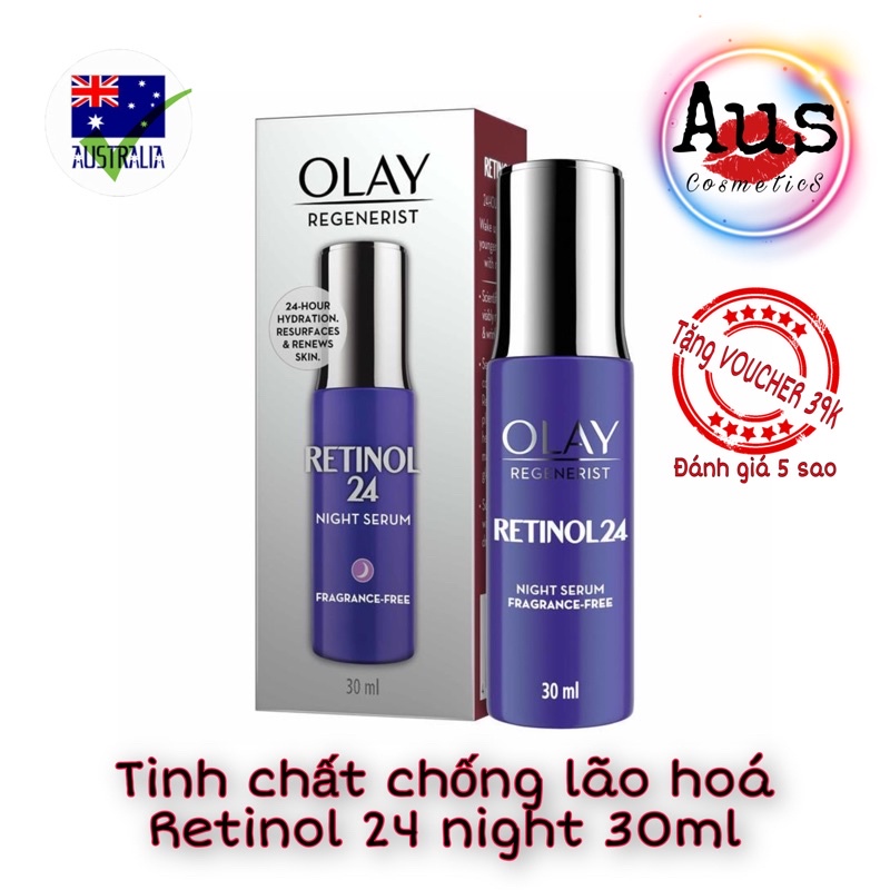 Chuẩn Úc, Tinh Chất Dưỡng Da Chống Lão Hoá Không Mùi Olay Regenerist Retinol 24 Night Serum, 30ml