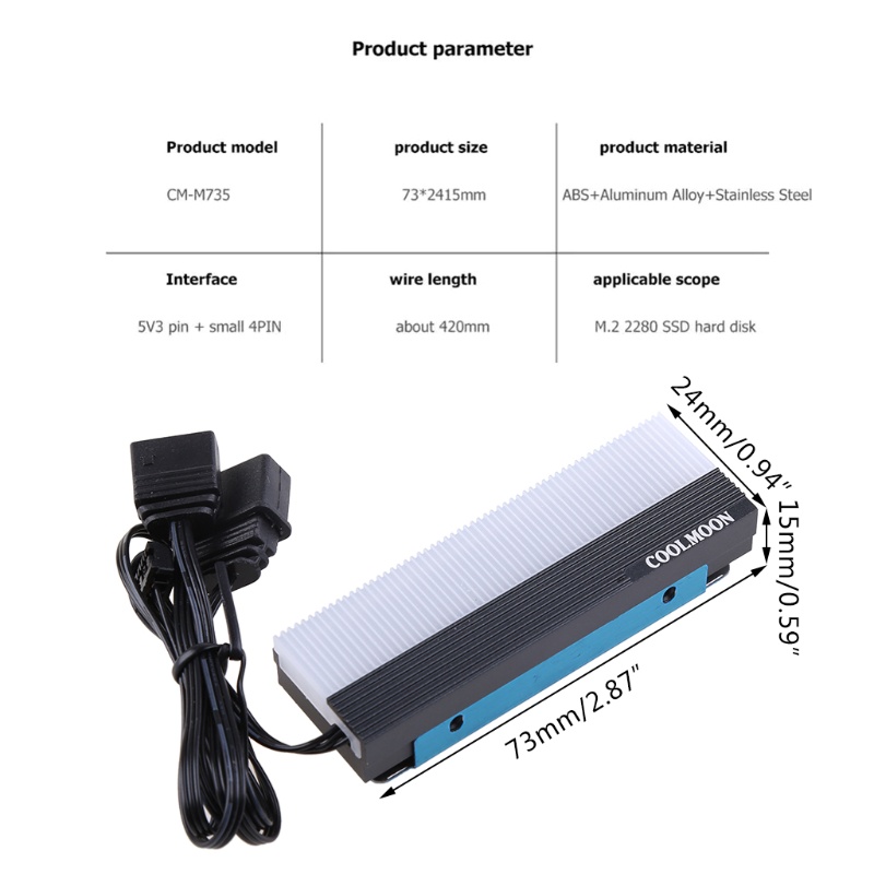 Quạt tản nhiệt ổ cứng LI COOLMOON CM-M73S M.2 ARGB SSD 2280