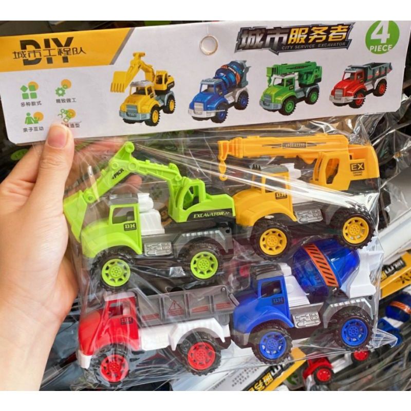 Set 4 xe ô tô ( xe công trình) chạy đà cho bé