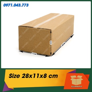 Size 28x11x8 cm, hộp giấy thùng carton gói hàng tại Gumato (Mã số P74)