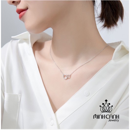 Dây Chuyền Bạc 2 Vòng Tròn Đính Đá - Minh Canh Jewelry