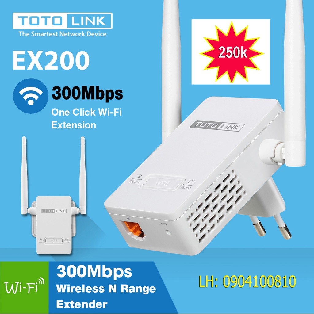 thiết bi kích sóng wifi Toto link EX200