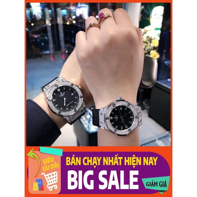 Đồng Hồ Cặp Đôi Nam Nữ❤️Hubblot🧡Mặt Đính Full Đá Chống Trầy,Xước Size 34và42mm,Đồng Hồ Chính Hãng Siêu Rẻ