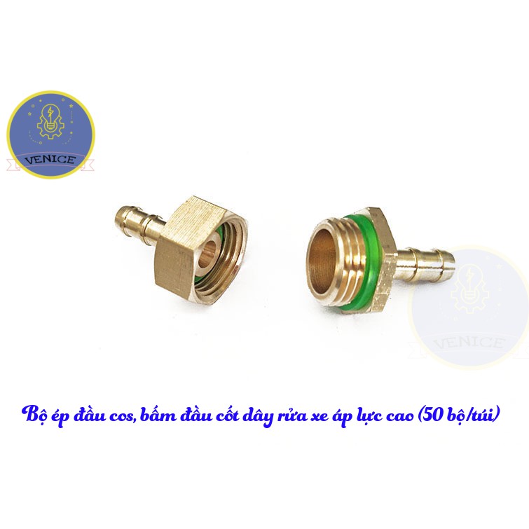 Bộ đầu cos ép đầu ống dây áp lực, máy rửa xe VENICE  - Đuôi chuột phi 8mm - Cỡ ren 13 mm