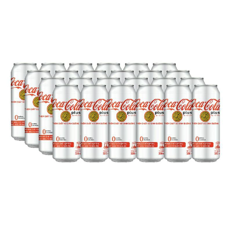 THÙNG 24 LON COCA COLA PLUS FHOSU BỔ XUNG CHẤT XƠ HẠN CHẾ CHẤT BÉO TỪ BỮA ĂN GIẢM CÂN KHÔNG ĐƯỜNG 330ml