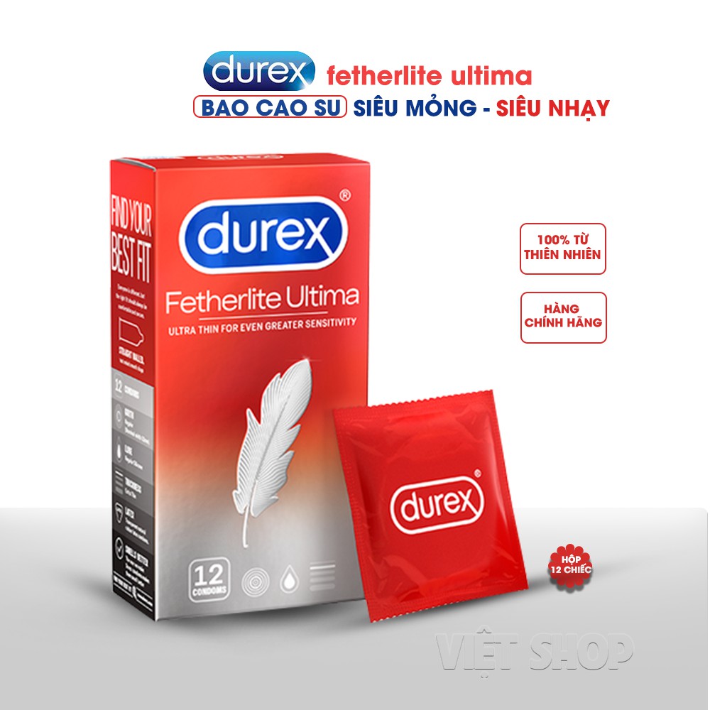 [Durex Chính Hãng] Bao Cao su Durex Fetherlite Ultima Hộp 12 Cái- Bcs Siêu Mỏng, Ôm Sát Khiến Cuộc Yêu Trở Nên Thăng Hoa