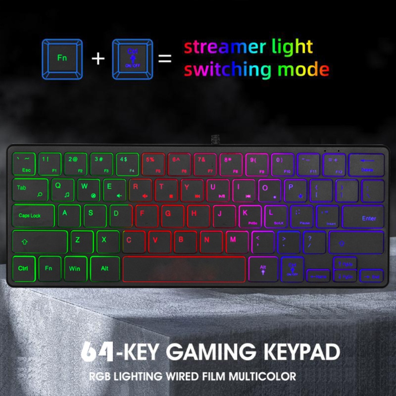Bàn Phím Mini 60% 64 Phím Không Thấm Nước Không Gây Tiếng Ồn Cho Game Thủ
