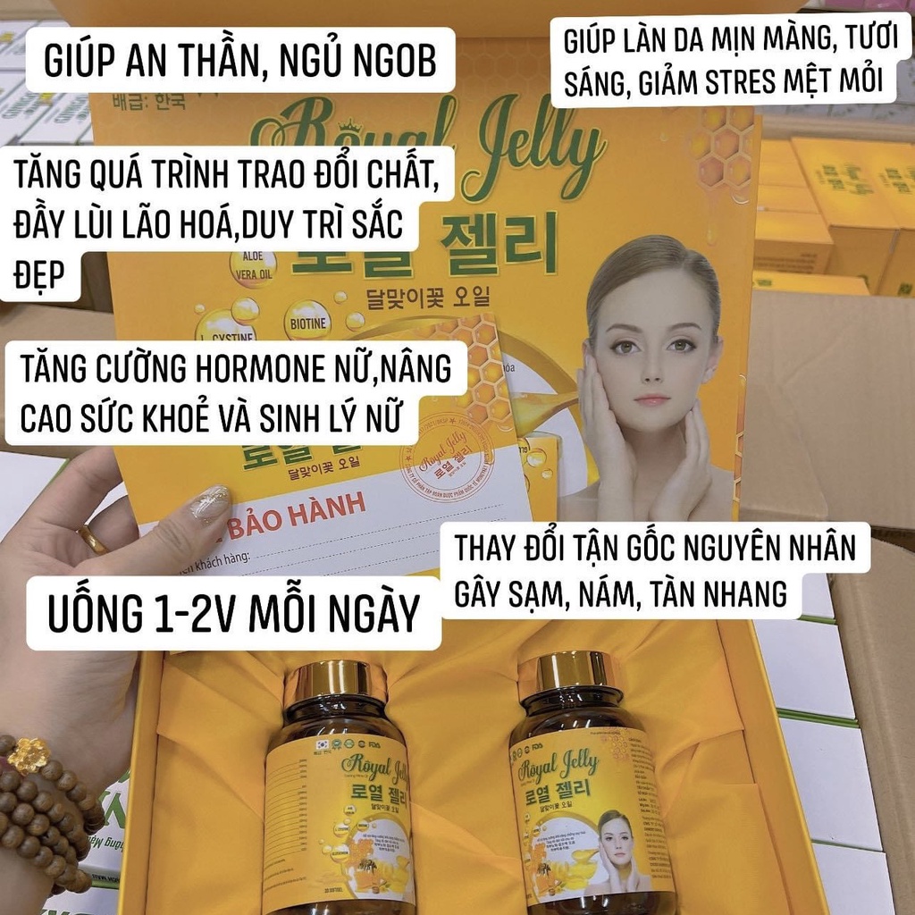 Viên Uống Đẹp Da Sữa Ong Chúa Royal Jelly Hàn Quốc Sét 2 lọ 60 viên