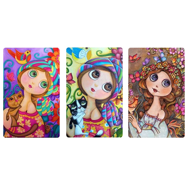 【HF】5d diamond painting diy big eyes girl wall decoration full of diamond diamond painting resin mosaic artist home decoration 30x40cm
