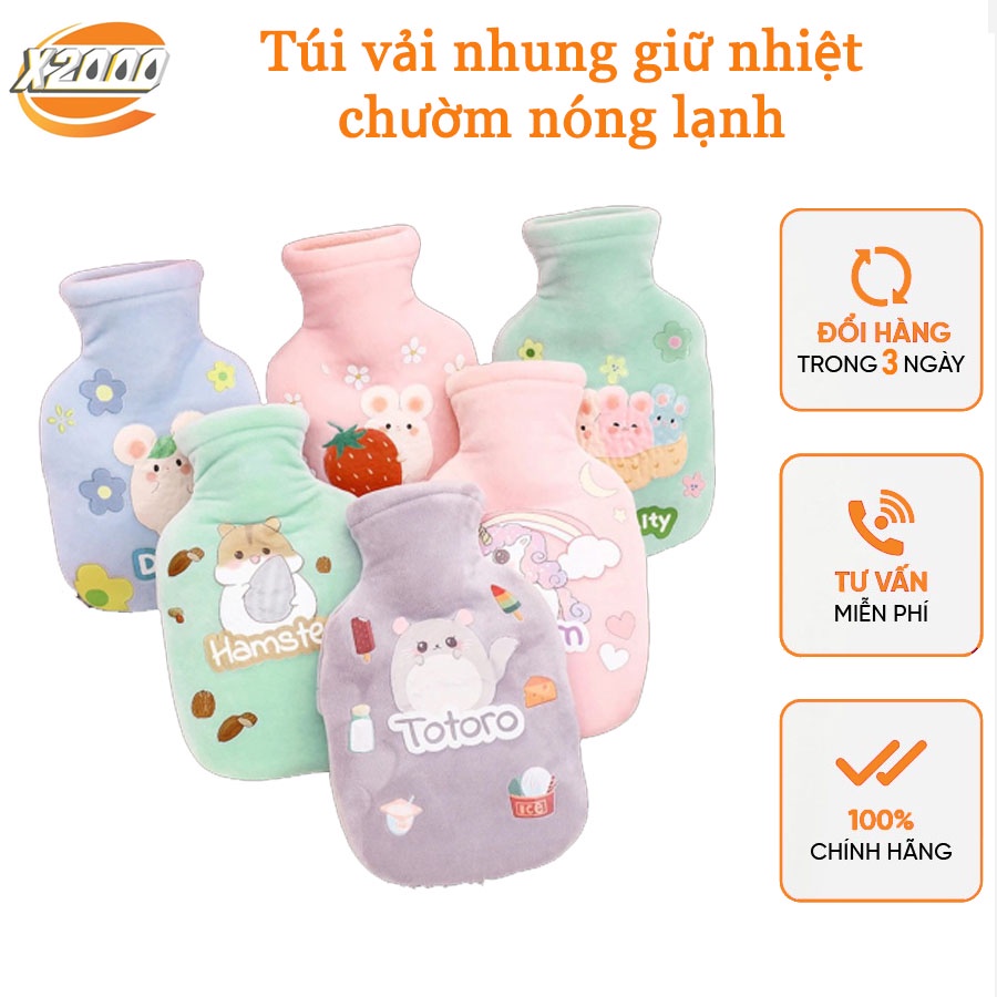 Túi giữ nhiệt nỉ cao cấp siêu mềm cầm tay chườm nóng lạnh giữ ấm lâu thiết kế dễ thương