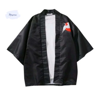 [sẵn M,2xl]Haori Nhật Bản, áo khoác hạc gió đỏ NB02