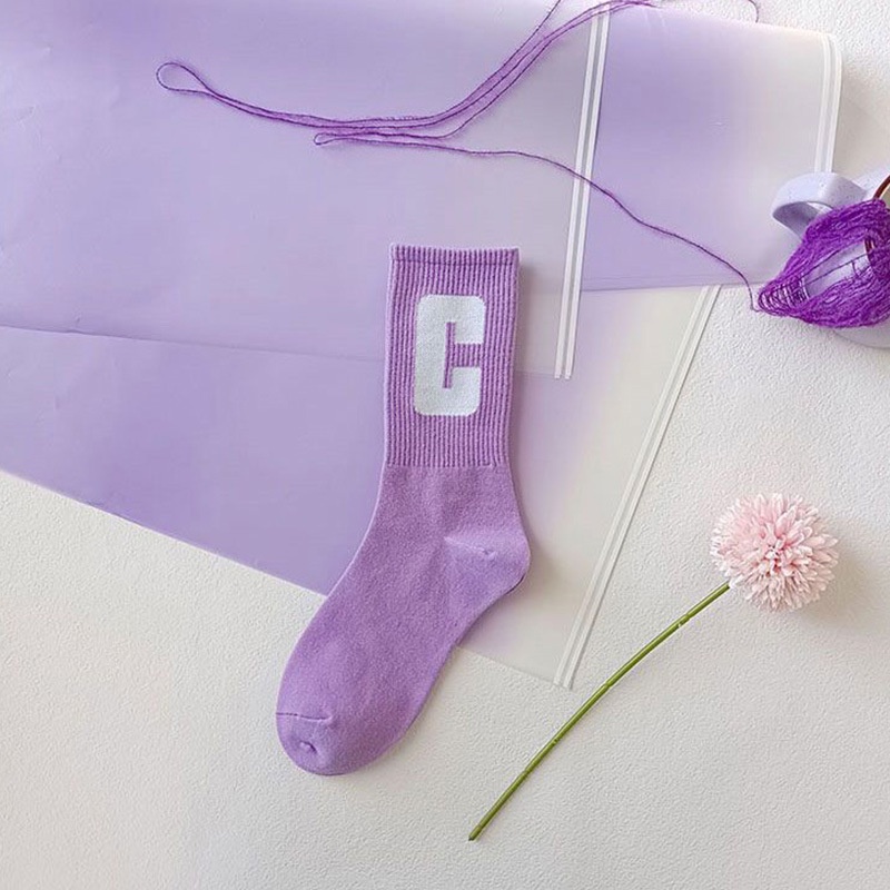 Vớ Thể Thao Ống Màu Tím Dễ Thương Ngọt Ngào Cho Nữ