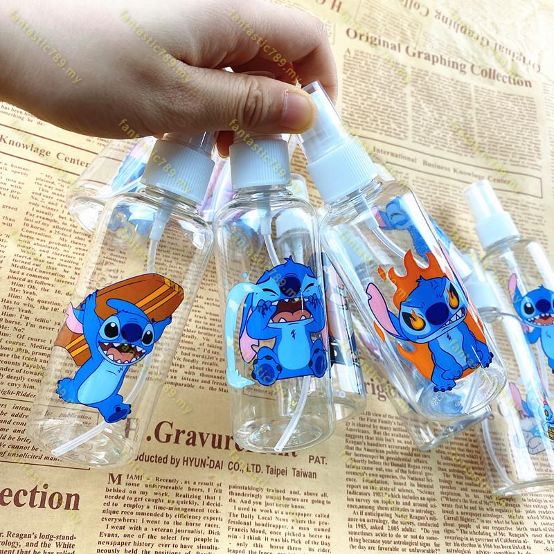 1 Chai Nhựa Rỗng Trong Suốt Đựng Mỹ Phẩm Dạng Xịt 100ml Họa Tiết Stitch Dễ Thương