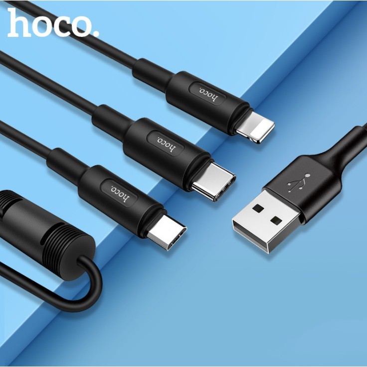 [Dây Sạc Đa Năng] Dây cáp sạc 3 đầu Hoco X25 Đầu Ra Lightning/ Micro USB / Type C hỗ trợ sạc nhanh 5V-2.0A