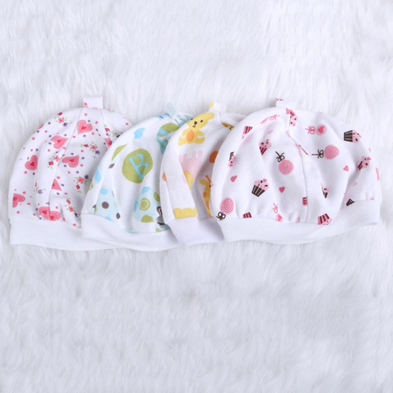 Mũ cotton mềm mại họa tiết hoạt hình cho trẻ sơ sinh