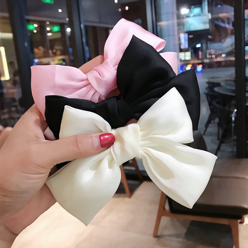 Kẹp Tóc Hình Nơ Vải Voan Cỡ Lớn Phong Cách Cổ Điển Thời Trang Dành Cho Nữ