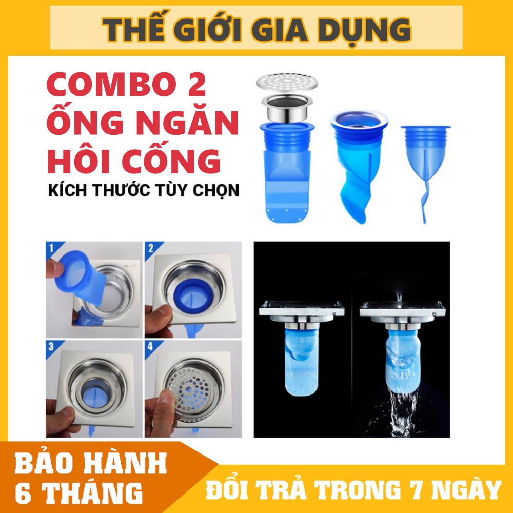 Combo 2 Bộ Ống Chặn Mùi Hôi Cống Có Chia Kích Thước Tự Chọn