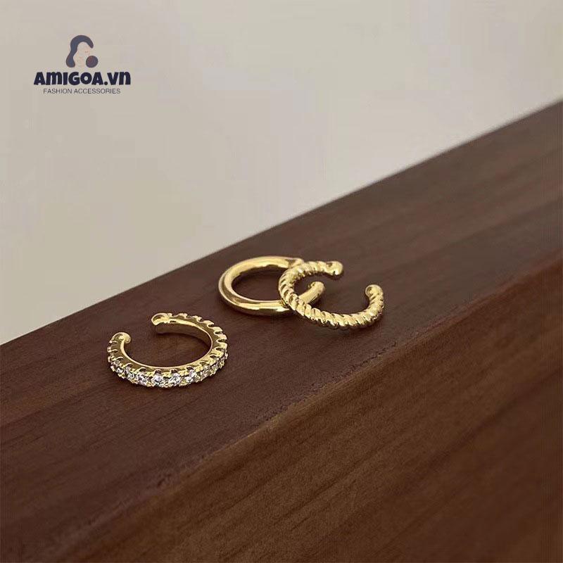 ✨✨Set 3 hoa tai dạng kẹp màu trơn đơn giản phong cách cổ điển thời trang cá tính dành cho nữ