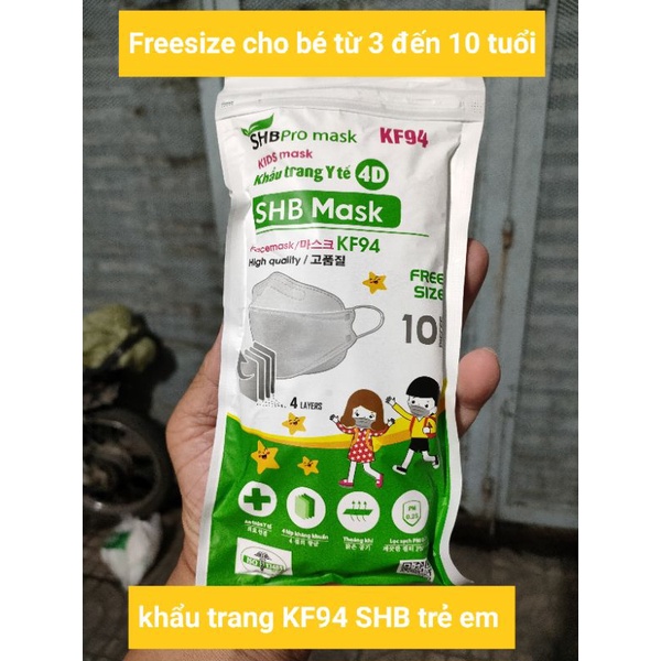 khẩu trang KF94 trẻ em từ 3 đến 8 tuổi