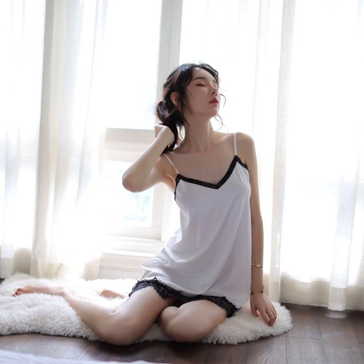 Set áo choàng ngủ lụa sexy kiểu kimono