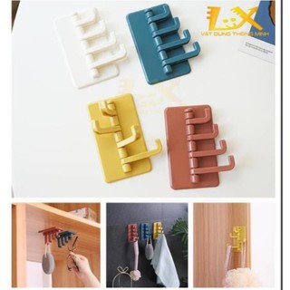 Móc Treo Đa Năng, Móc Dán tường 4 Nhánh Dán Tường Xoay 180 Độ