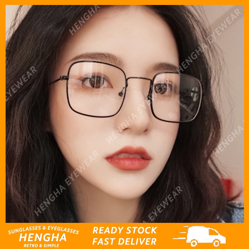 Kính mát vuông gọng kim loại phong cách retro Hàn Quốc