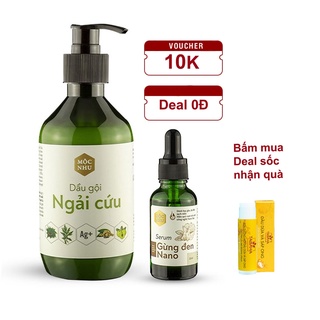 Combo Dầu Gội Ngải Cứu Mộc Nhu 300ml + Serum Gừng Đen Nano Moc Nhu 30ml