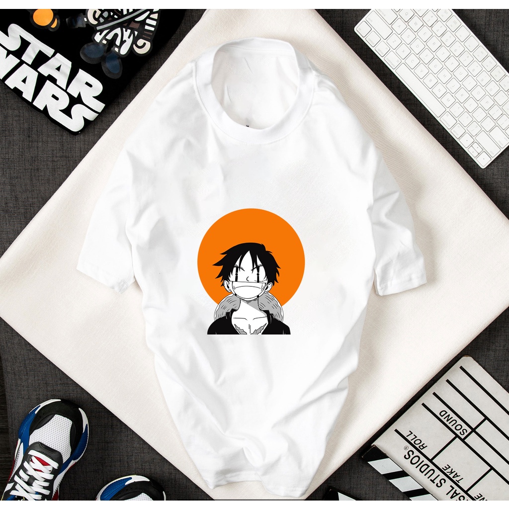 ÁO PHÔNG NGẮN TAY IN HÌNH LUFFY ONE PIECE ĐẢO HẢI TẶC-MŨ RƠM IN HÌNH CỰC ĐẸP VẢI COTTON CÓ SIZE TRẺ EM - 230640